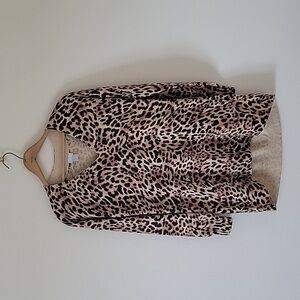 Chico's Leopard Print VNeck Tunic Sweater Size Small S